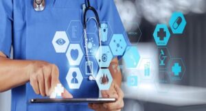 Doctor using clinical costing software on a tablet